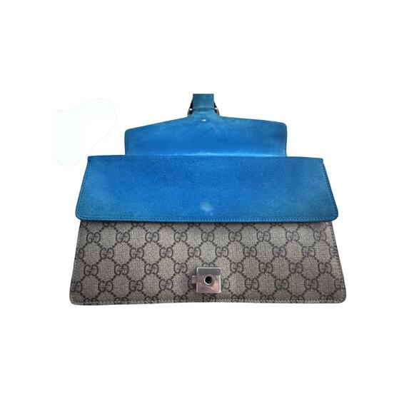 Gucci Dinoysus GG Small Supreme Taupe/Teal Suede Authentic - Picture 3 of 15